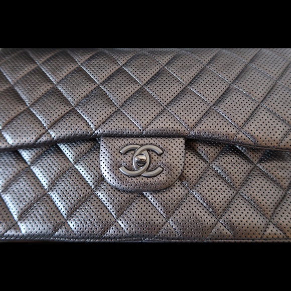 Metallic calfskin Quilted Jumbo Double flap - Picture 7 of 12
